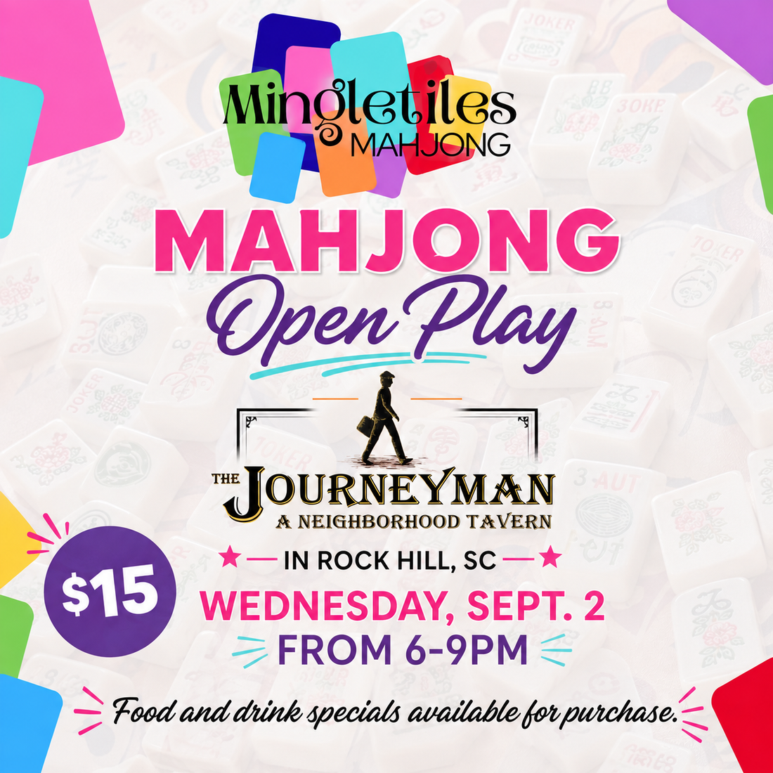 September 2 OPEN PLAY at the Journeyman in Rock Hill, SC