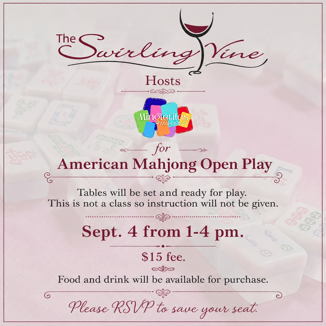 September 4 OPEN PLAY at The Swirling Vine in Clover, SC