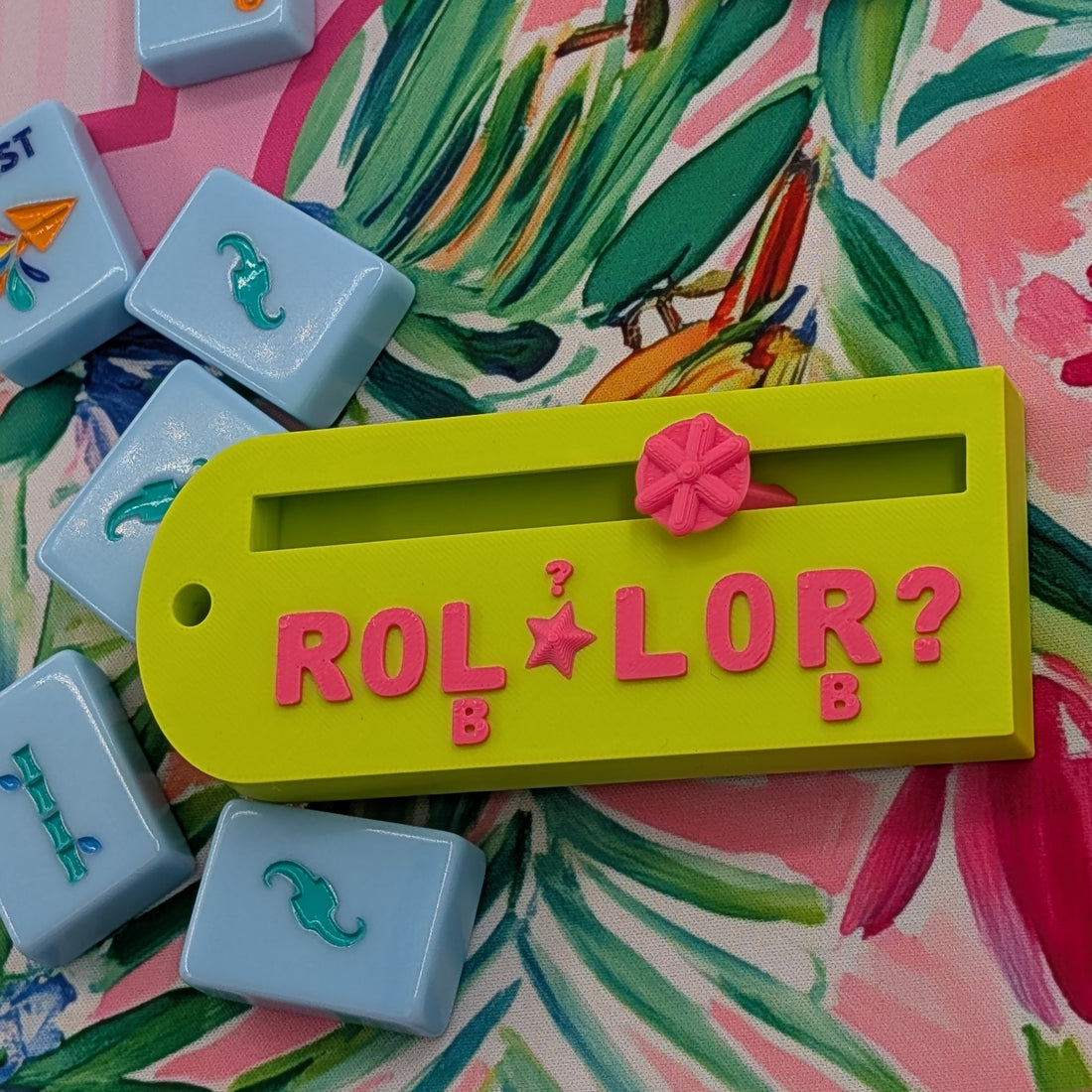 The ROLLOR™: A Mahjong Charleston Tracker (Bright Green and Hot Pink)